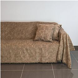 Ριχτάρι διθέσιου καναπέ 250x180cm, ακρυλικό σενίλ, καφέ, ελληνικής κατασκευής FENNEL 21C01BR2 