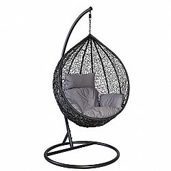 ΚΟΥΝΙΑ Πολυθρόνα Κρεμαστή Μαύρη με Rattan VELCO 184-6119