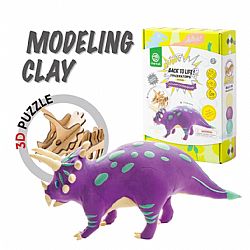 3D PUZZLE Κατασκευή με Ξύλο και Πηλό Δεινόσαυρος Triceratops ROBOTIME FY-05