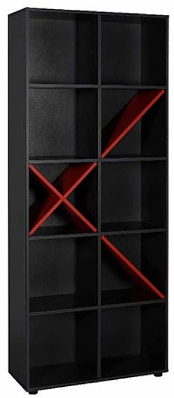 ΡΑΦΙΕΡΑ με Δέκα Ράφια 75x30x188 cm ANTHRACITE/RED VELCO 622-3675-35