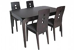 ΣΕΤ Τραπεζαρία Οξιάς Τραπέζι με 4 Καρέκλες Walnut BLIUMI 1018-1023 IN