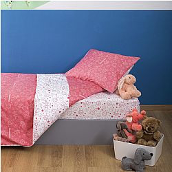 Σετ Παιδική Παπλωματοθήκη 160x240cm & Μαξιλαροθήκη 50x70cm, 100% Βαμβακι, 200 κλωστές,, Μπάμπουρας, Ροζ ZOUZOUNIA ZOU-BD-027
