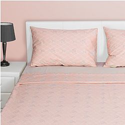 Σετ 2 μαξιλαροθήκες 52x72+15cm, 100% βαμβακερό, 144 κλωστές, siliconized, λούλουδι ροζ FENNEL PC2-S-PFL-PK